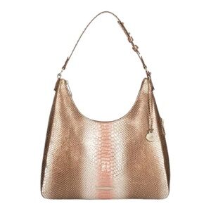 Sold! Authentic Brahmin Tabitha Natural CocoBay Pink Snakeskin Leather Bag